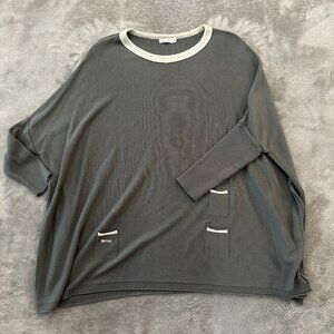 Mer Sea Catalina Ringer Sweater One Size O/S Gray Oversized Top MerSea